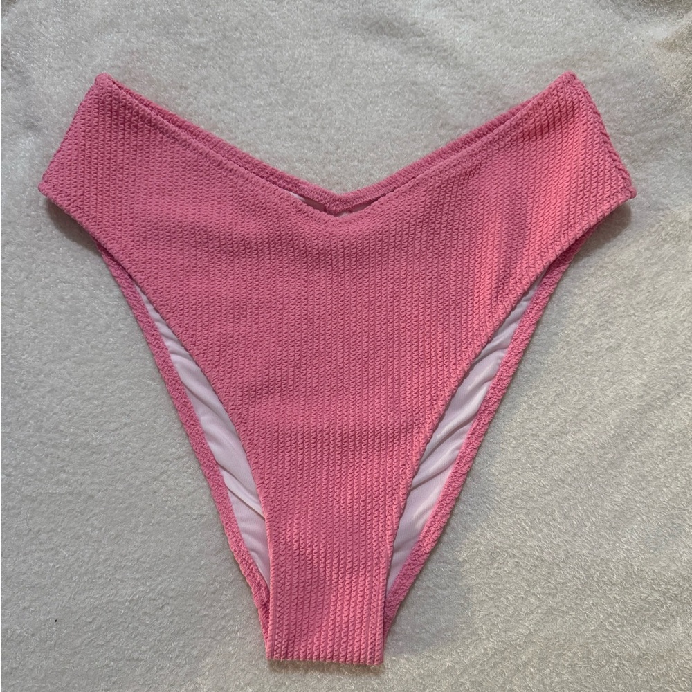 Pink Textured Women's Swim Bottom